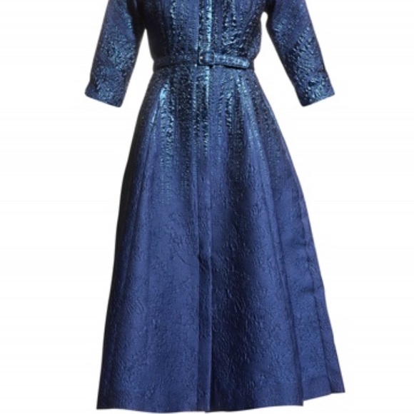 Rickie Freeman for Teri Jon Metallic Tonal Jacquard Shirtdress - Picture 6 of 6